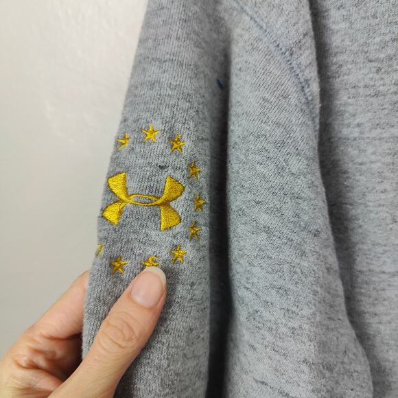 Under Armour Project Rock Hoodie Sweatshirt Men Small Gray Full Zip Veterans Day - Picture 4 of 9